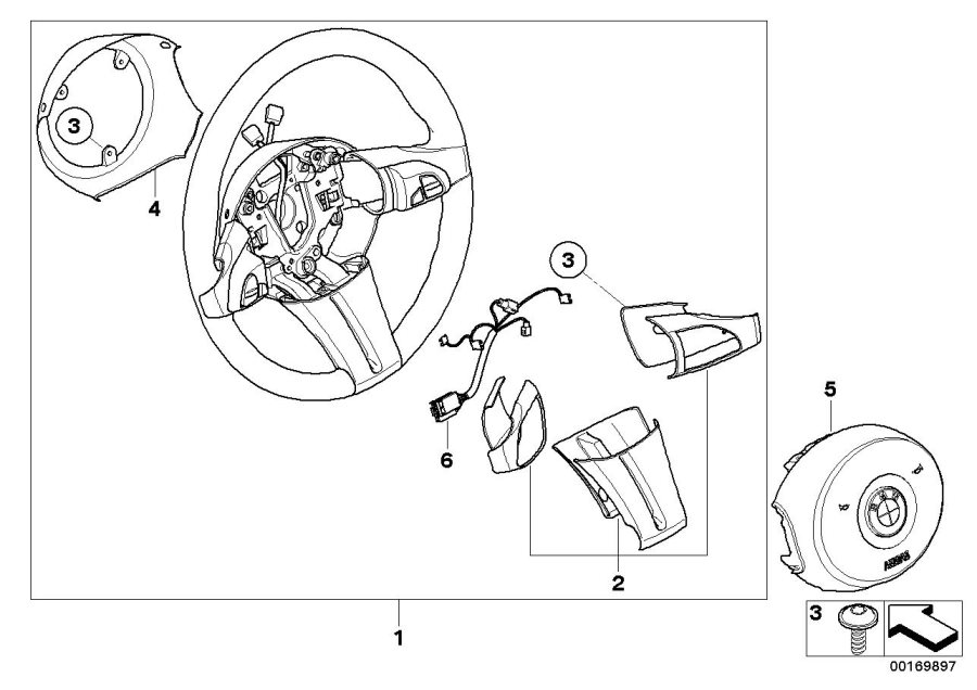 Diagram Airbag sports steering wheel multifunct. for your 2021 BMW M550iX Sedan  