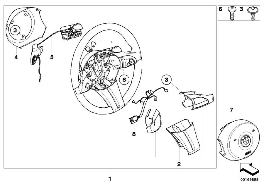 Diagram Sports st. wheel airbag multif./paddles for your 2021 BMW M550iX Sedan  