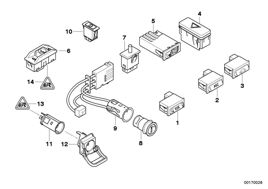Diagram Various SWITCHES/CIGAR lighter for your 2004 BMW M3   