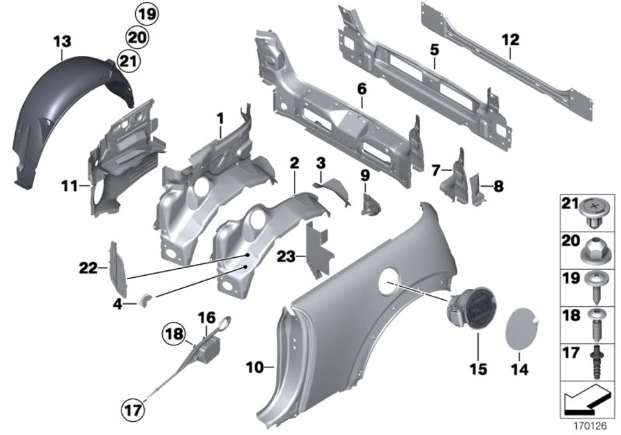 Diagram SIDE PANEL/TAIL TRIM for your MINI