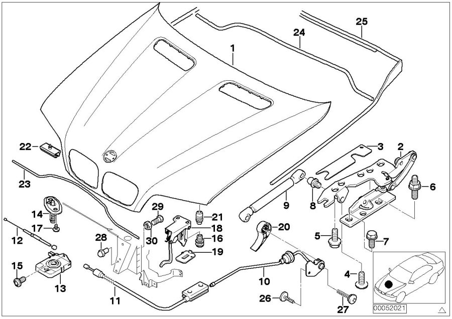 Diagram Engine HOOD/MOUNTING parts for your 2006 BMW 530xi   