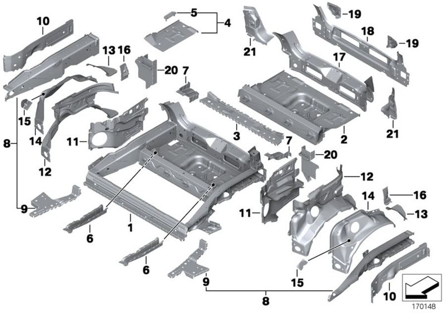 Diagram Mounting parts for trunk floor panel for your MINI