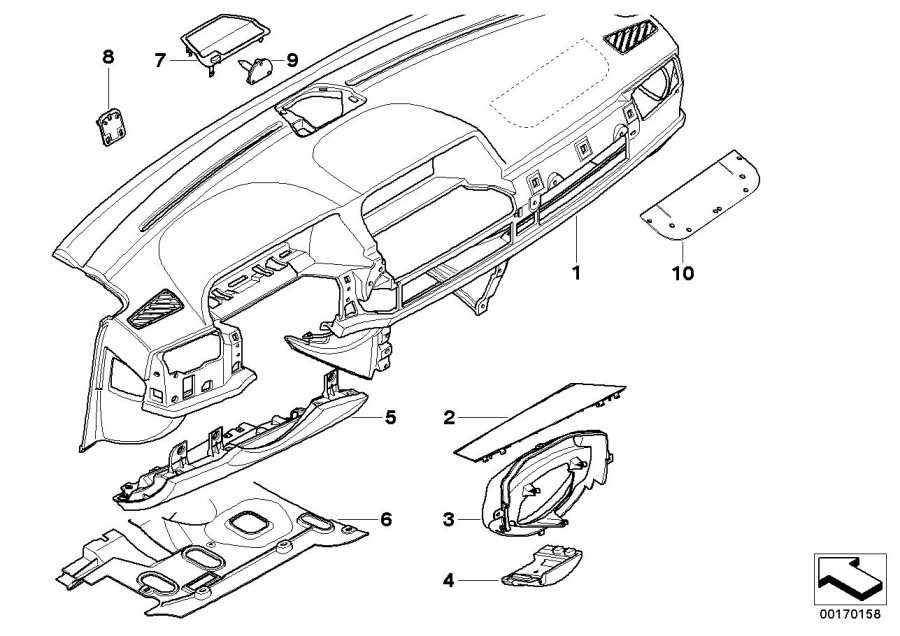 Diagram Trim panel dashboard for your BMW