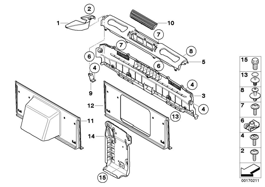 Diagram Trim panel, bulkhead for your BMW