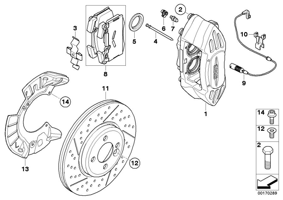 Diagram JCW Sport brakes, front for your 2011 MINI Clubman   