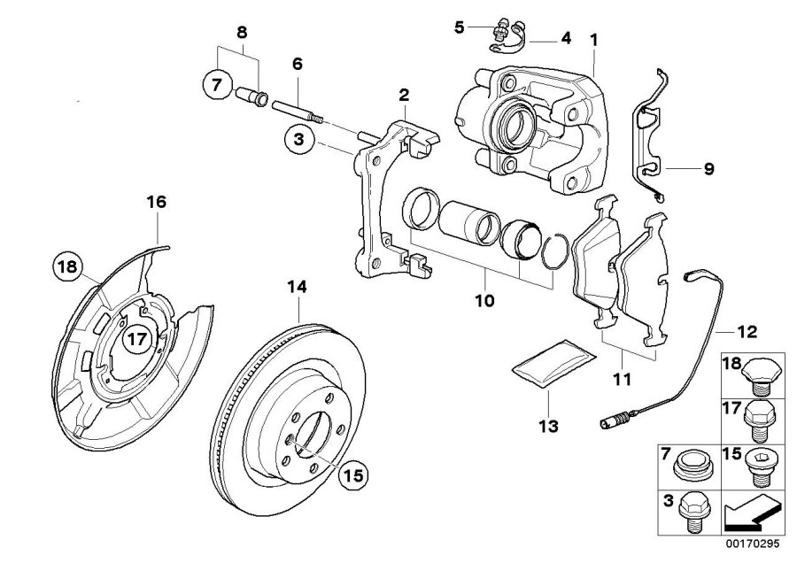 Diagram BMW Performance Rear wheel brake for your BMW