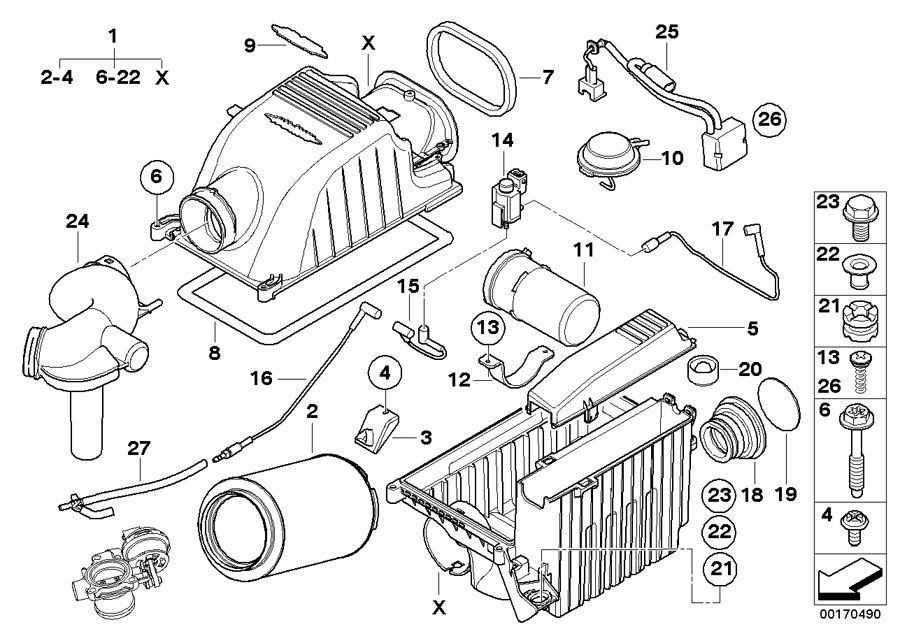 Diagram Intake silencer / Filter cartridge Intake silencer / Filter cartridge for your 2024 MINI Convertible   