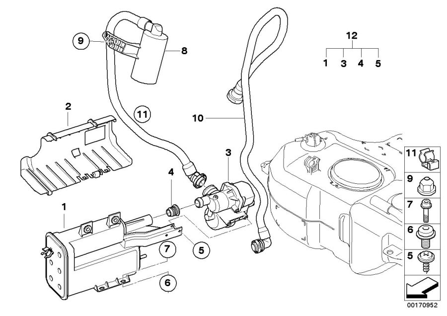 Diagram Activated Charcoal Filter/mounting parts for your MINI