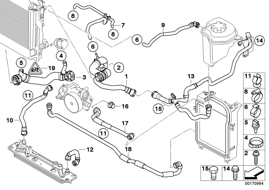 Diagram Cooling System Water Hoses for your 2018 BMW M3   