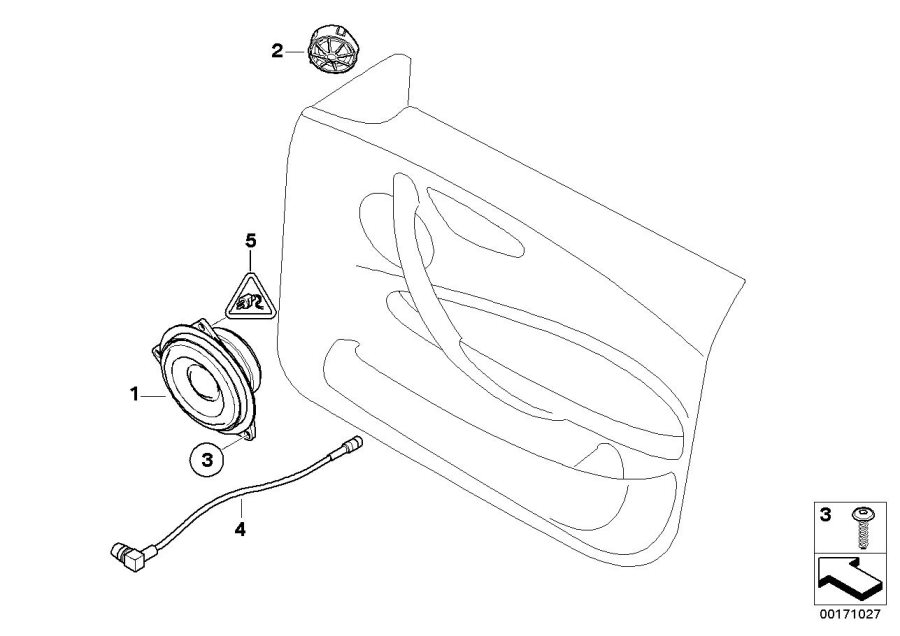 Diagram Single parts F front door loudspeaker for your BMW