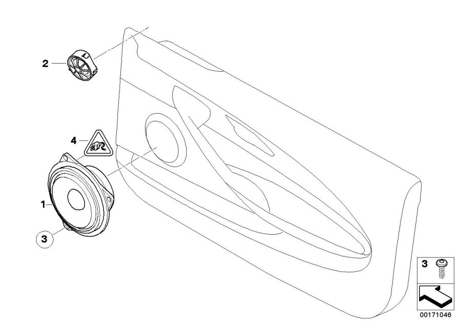 Diagram Single parts F front door hifi system for your 1988 BMW M6   