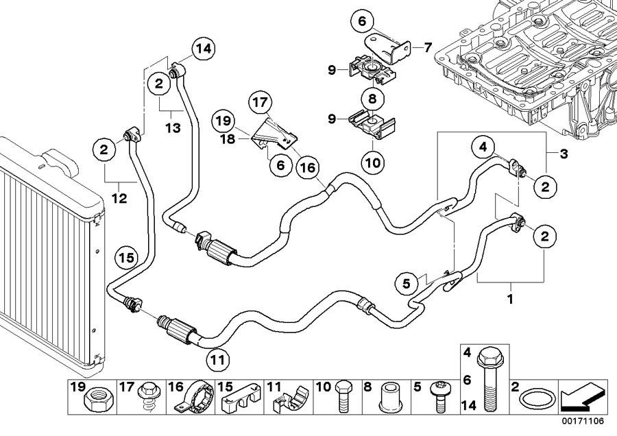 Diagram Engine oil cooler pipe for your 1995 BMW