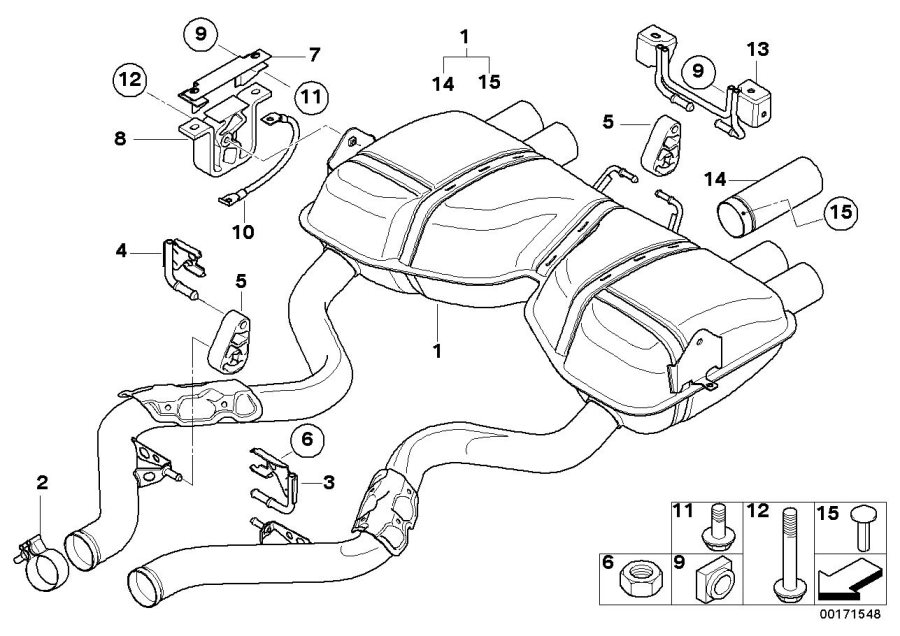 Diagram Exhaust system, rear for your 2009 BMW M3   