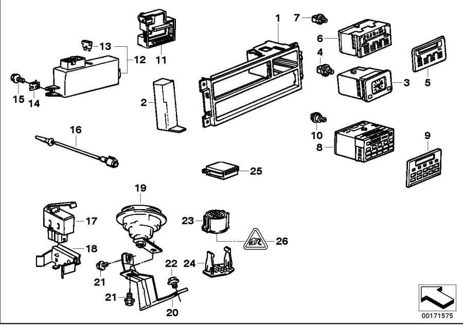 Diagram Additional information instruments for your 1996 BMW 540i Manual Sedan 