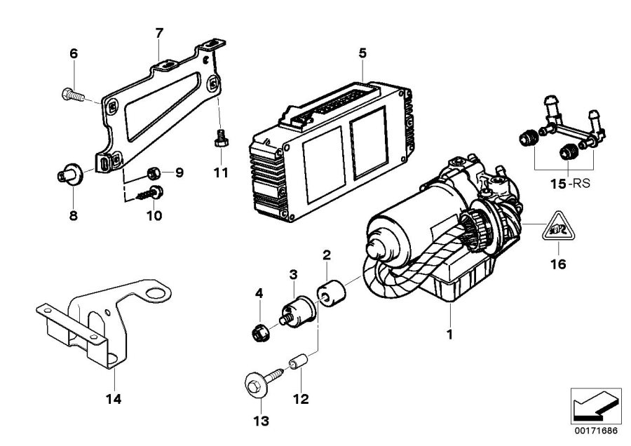 Diagram Hydro unit ABS/ASC/CONTROL UNIT/SUPPORT for your 1998 BMW 328i Convertible Manual 