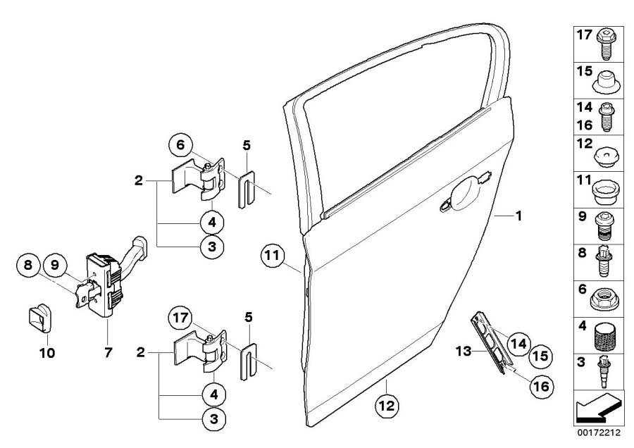 Diagram Rear door - hinge/door brake for your BMW