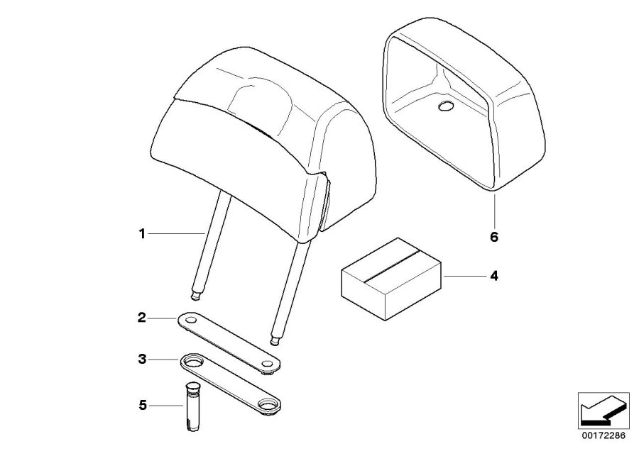 Diagram Seat, front, head restraint Comfort seat for your 2010 BMW M6   