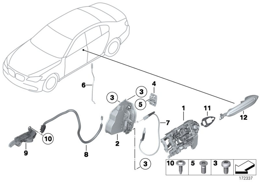 Diagram FRONT DOOR CONTROL/DOOR LOCK for your 2014 BMW Alpina B7   