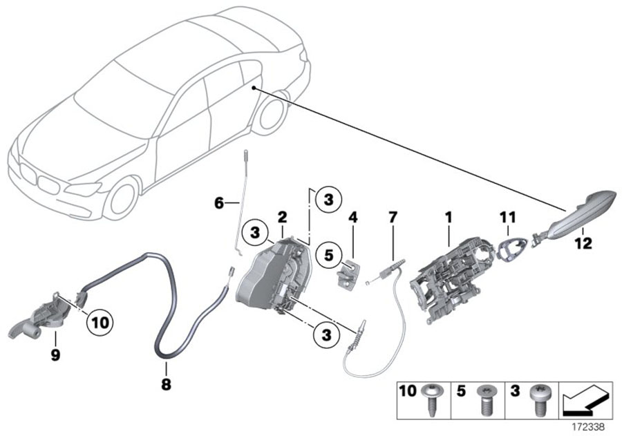 Diagram Closing system, door, rear for your 2015 BMW X6   