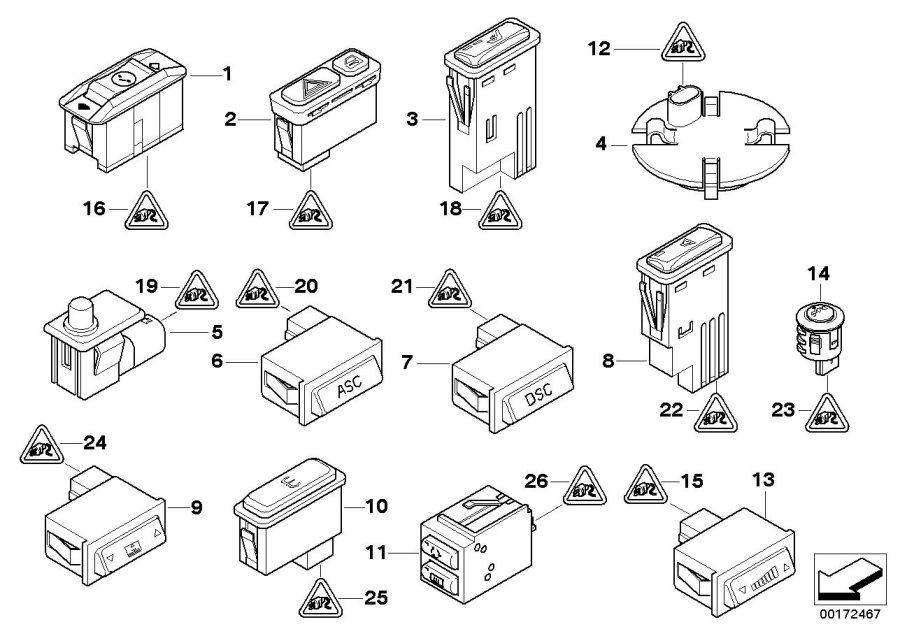 Diagram Various switches for your 2001 BMW 330Ci   