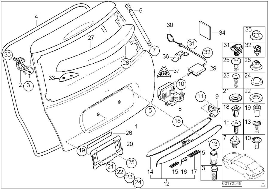 Diagram TRUNK LID/CLOSING SYSTEM for your MINI