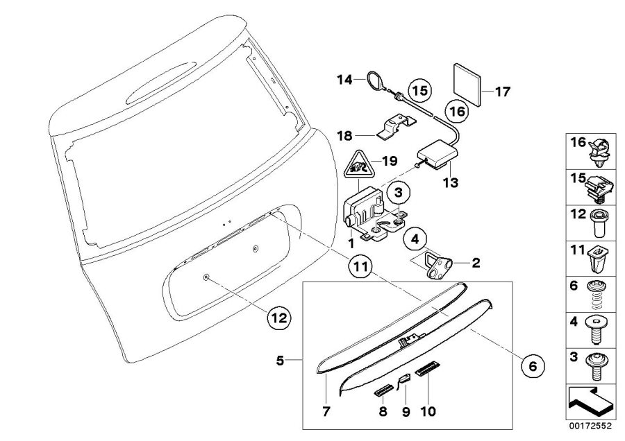 Diagram Tailgate closing system for your MINI