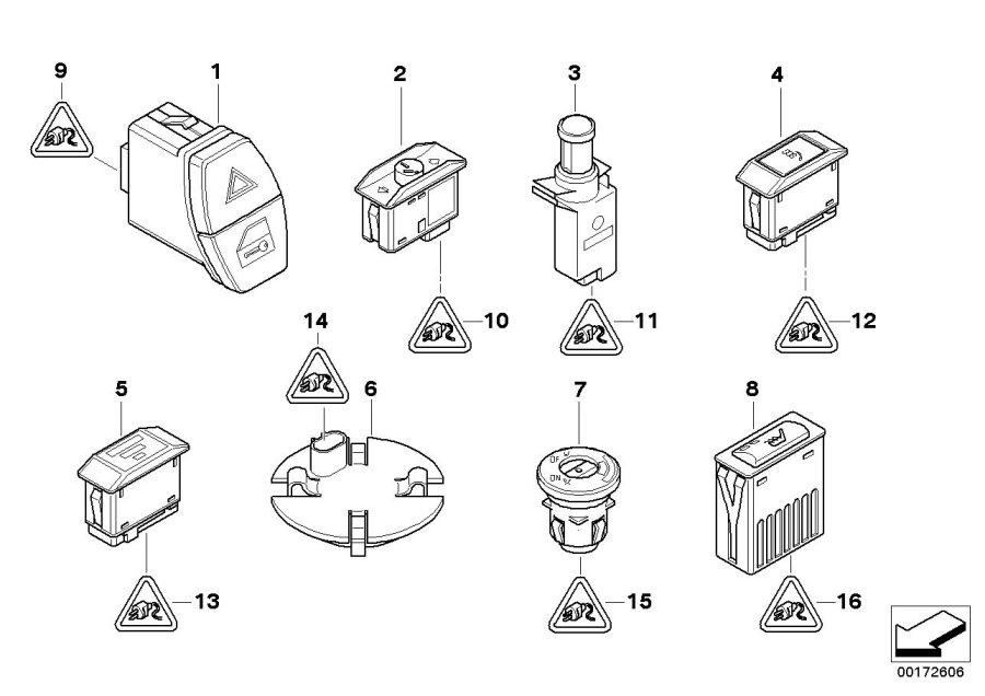 Diagram Various switches for your BMW