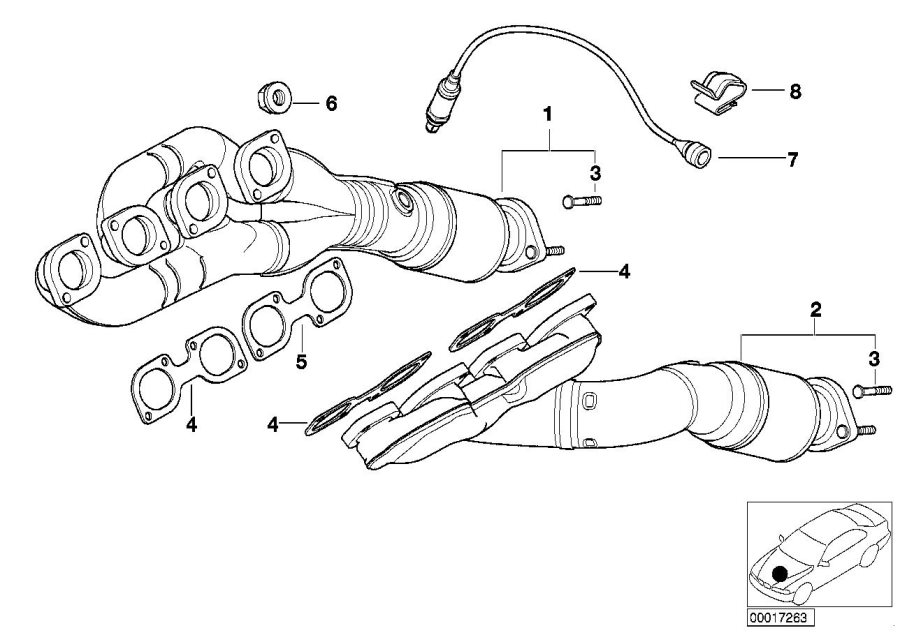 Diagram Exhaust manifold with catalyst for your 1997 BMW 540i   