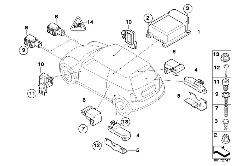 Diagram Electric parts airbag for your MINI