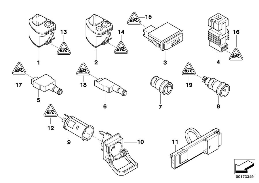 Diagram Various SWITCHES/CIGAR lighter for your 2004 BMW M3   