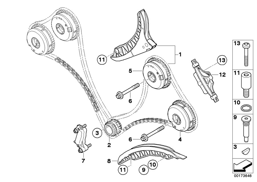 Diagram Timing gear, timing chain, cyl. 5-8 for your 2021 BMW 840i   