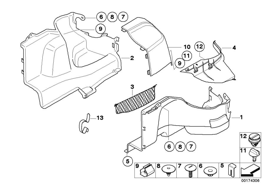 Diagram Lateral trunk floor trim panel for your BMW M6  