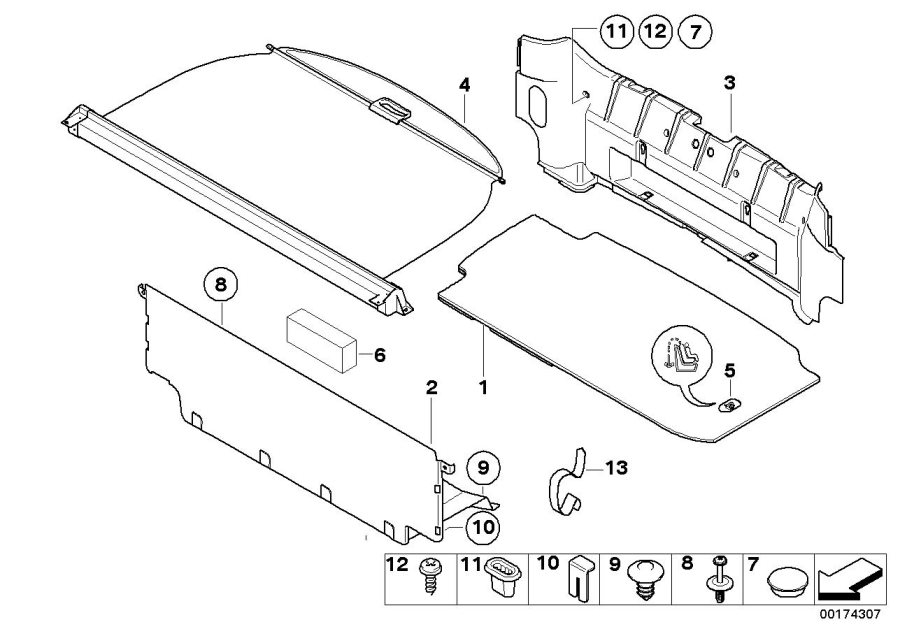Diagram Trunk trim panel for your 2005 BMW 330i   