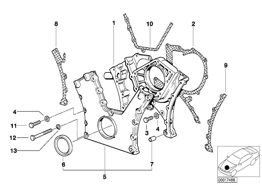 Diagram Lower timing case for your 2010 BMW M6   