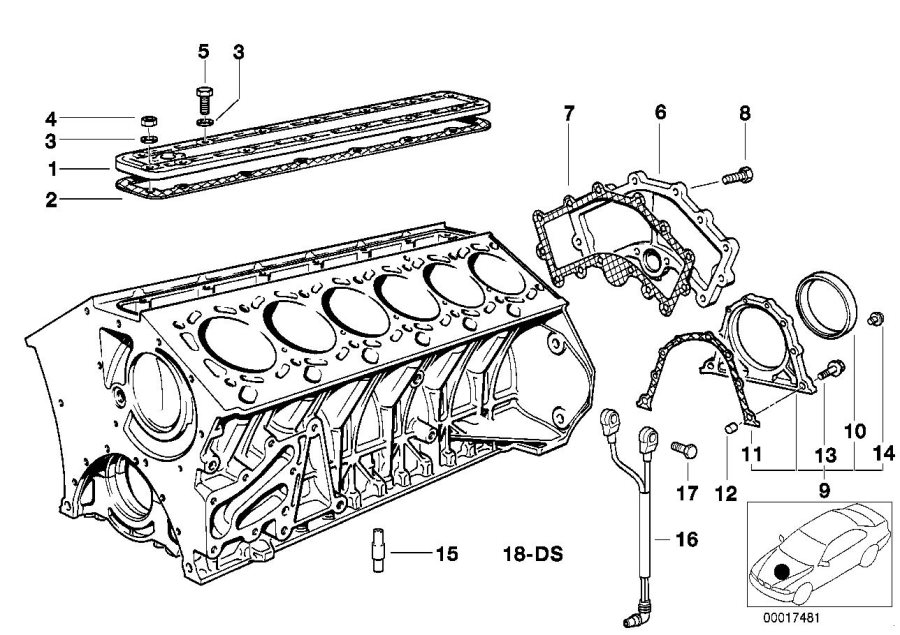 Le diagramme Pièces de bloc-moteur pour votre BMW
