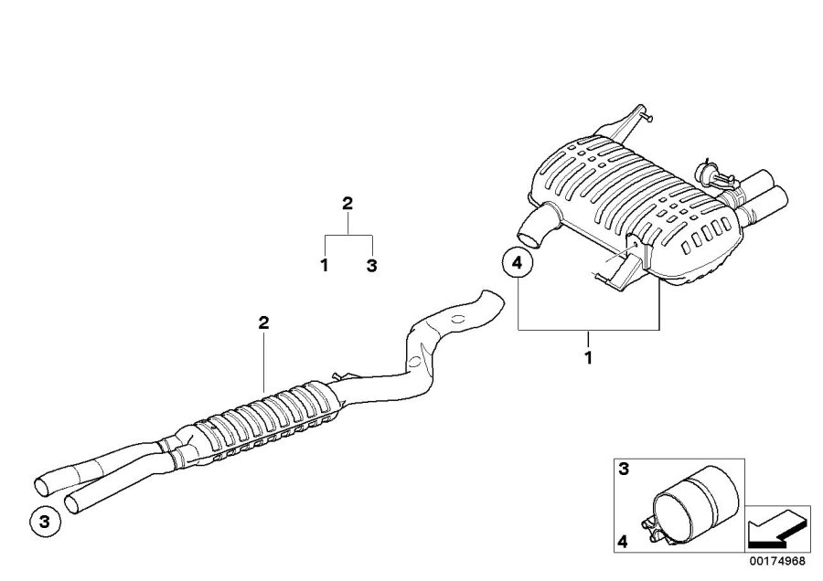 Diagram BMW Performance muffler system for your BMW