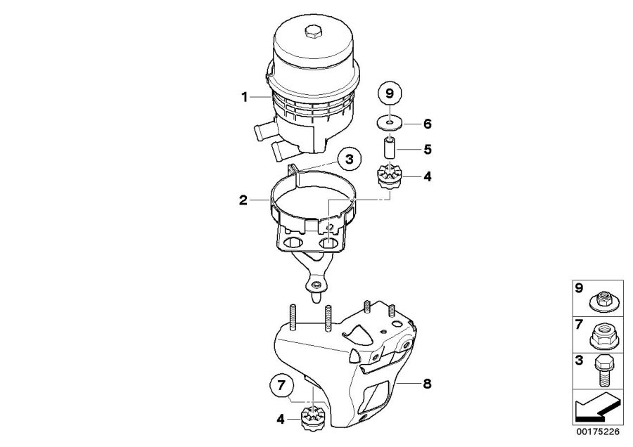 Diagram Oil RESERVOIR/COMPONENTS/ACTIVE steering for your 2005 BMW 320i   