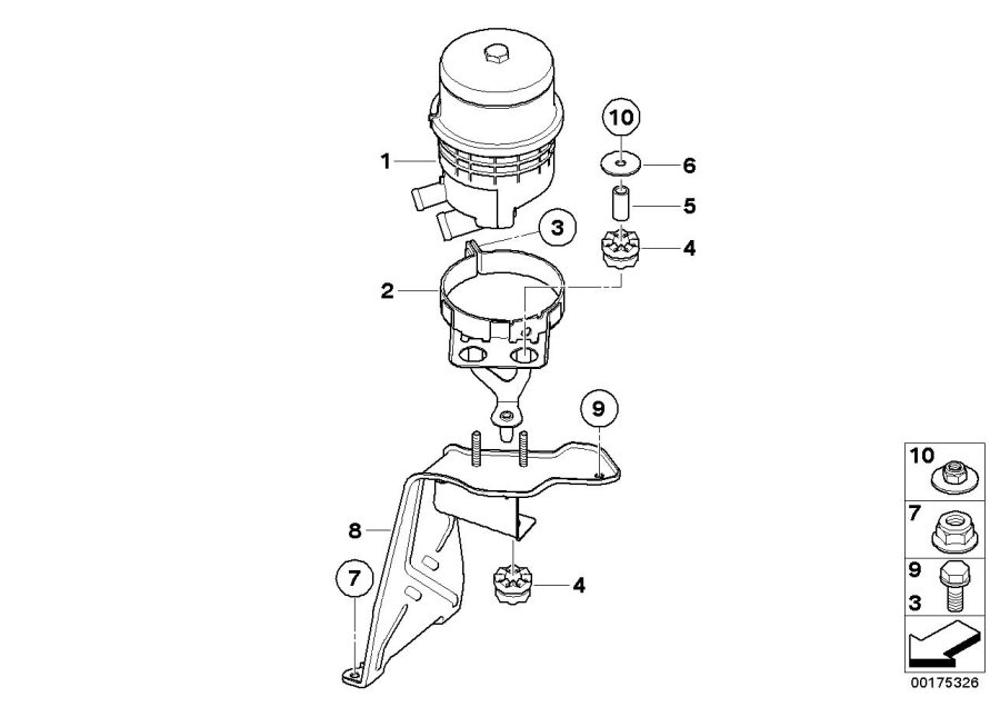 Diagram Oil RESERVOIR/COMPONENTS/ACTIVE steering for your 2005 BMW 320i   