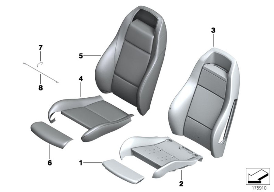 Diagram Seat, front, uphlstry, cover, Sport seat for your 2015 BMW M6   