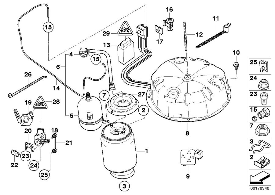 Diagram LEVELL.DEVICE, AIR SPRING AND CTRL UNIT for your 2000 BMW X5   