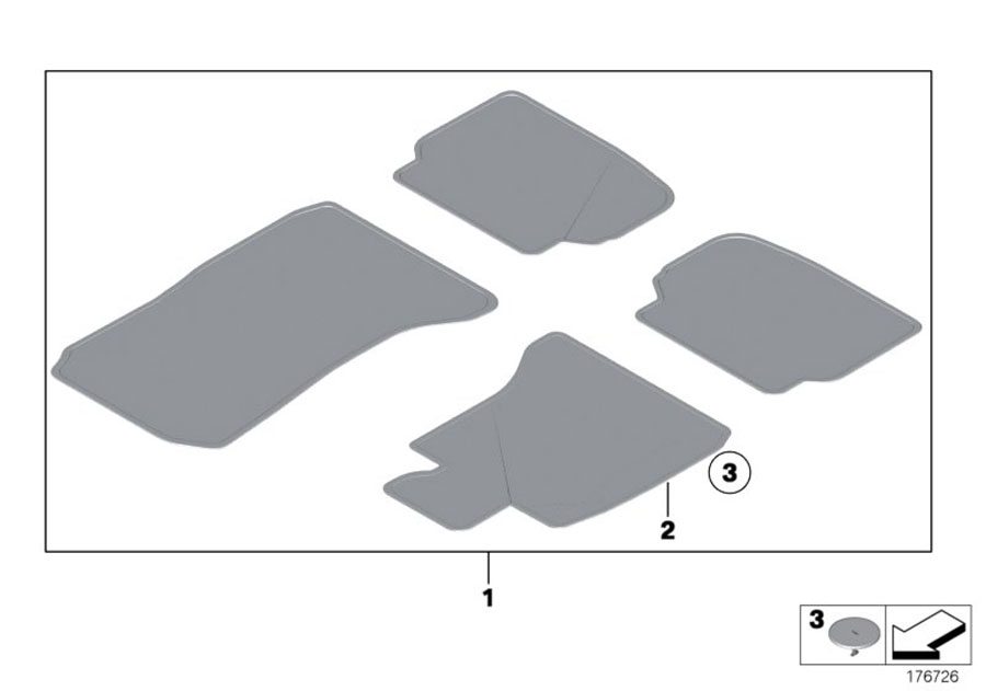 Diagram Floor mats, velours for your BMW 530e  