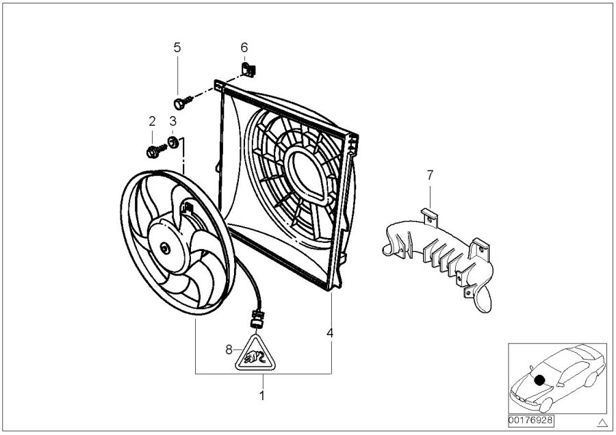 Diagram Suction fan and mounting parts for your BMW X3  