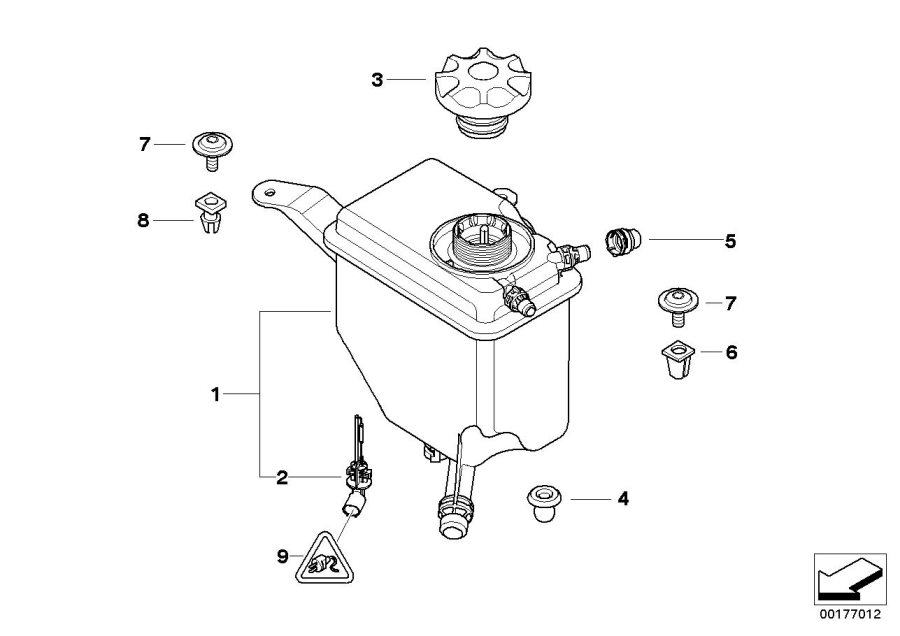 Diagram Cooling water expansion tank for your 2002 BMW 540i   