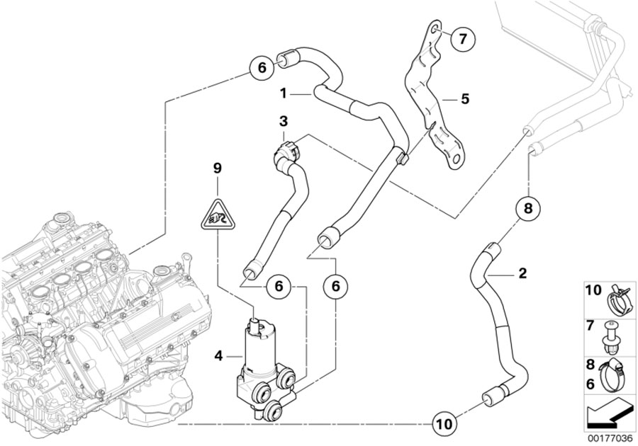 Diagram Additional water PUMP/WATER hose for your BMW