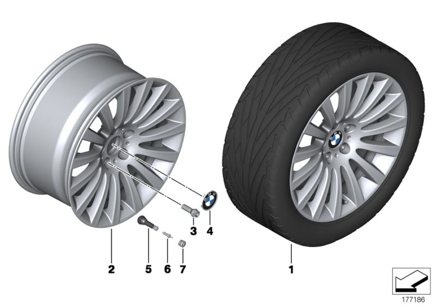 Diagram BMW LA wheel Multi-Spoke 235 - 19"" for your 2011 BMW Hybrid 7   