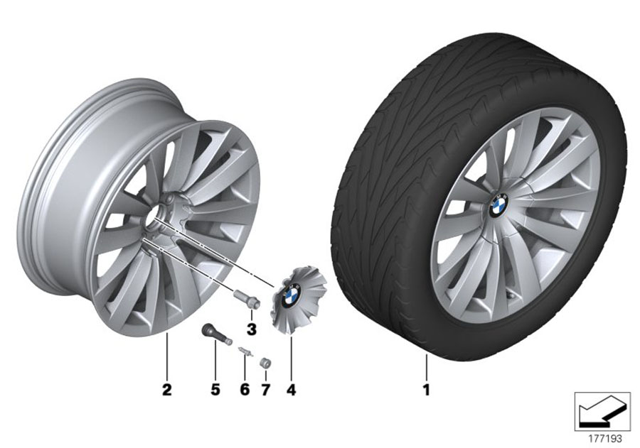 Diagram BMW LA wheel Double Spoke 253 - 20"" for your 2011 BMW Hybrid 7   