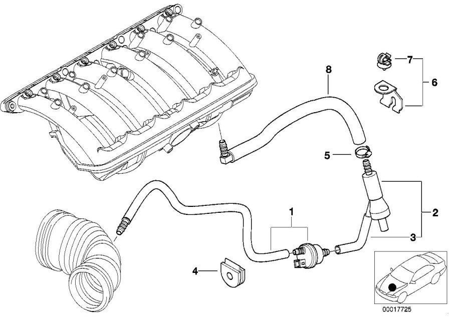 Diagram Vacuum control - engine for your 2001 BMW M3 Convertible  