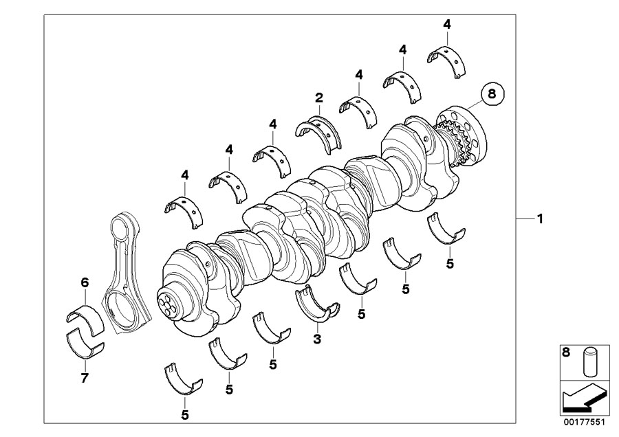 Diagram Crankshaft With Bearing Shells for your BMW