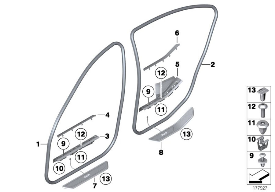 Diagram Edge protector / Trim for entry for your BMW