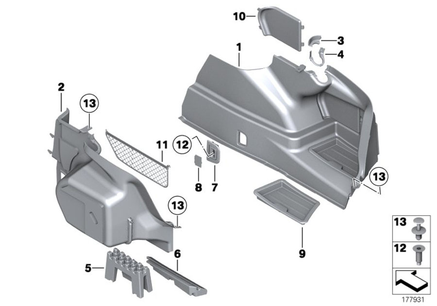 Diagram Lateral trunk floor trim panel for your 2006 BMW M6   